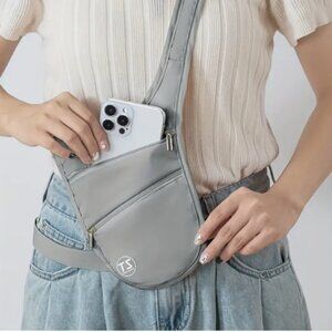 Gray Travel Crossbody Pouch Bag